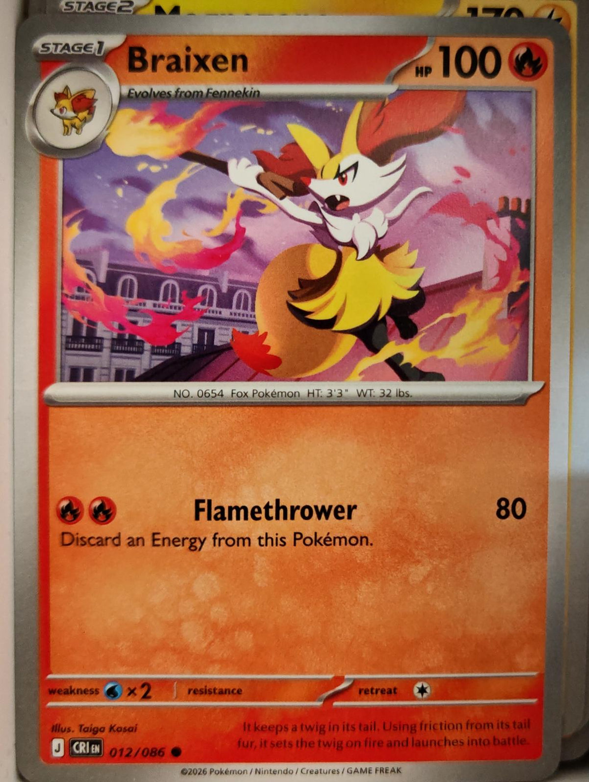 Braixen - 012/086 - - CHAOS RISING - Pokemon - Common | AA09-49