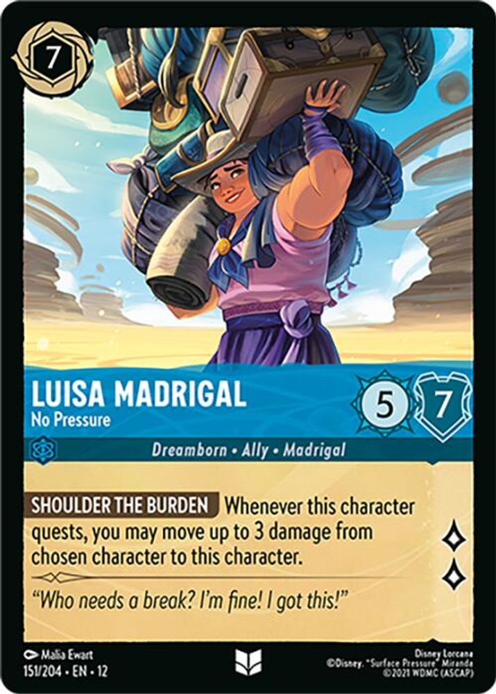 Luisa Madrigal - No Pressure - 151/204 - - WILDS UNKNOWN - Lorcana - | LAA03-57