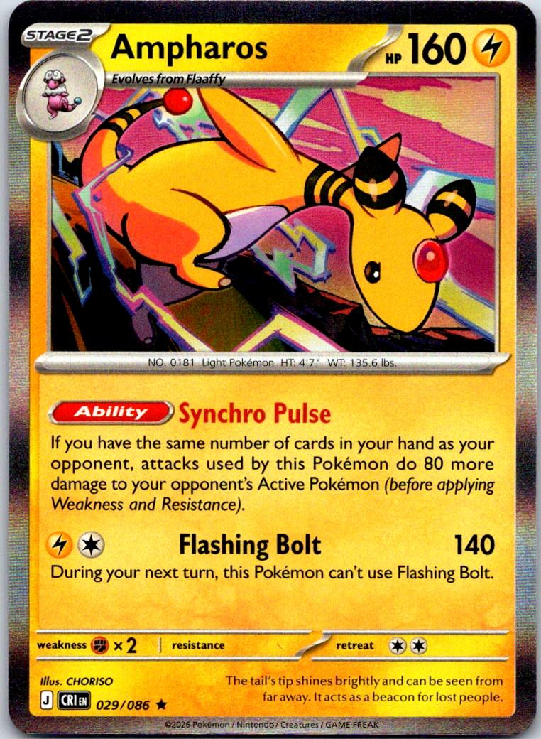 Ampharos - 029/086 - Holo - CHAOS RISING - Pokemon - Rare | AA122-37