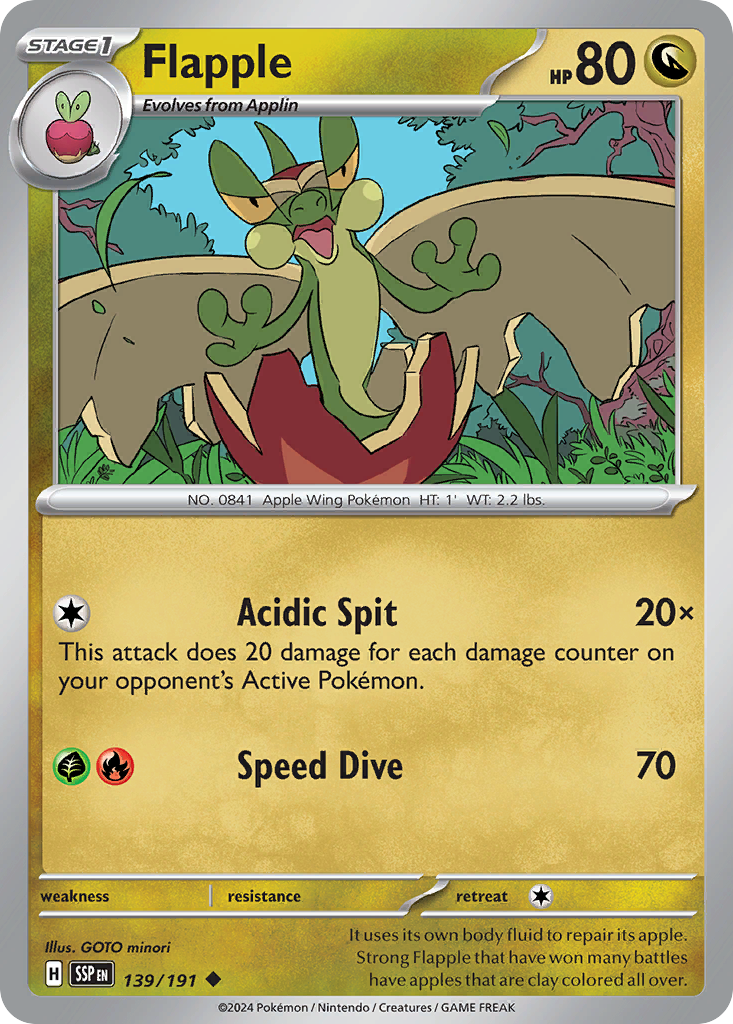 Flapple - 139/191 - - SURGING SPARKS - Pokemon - Uncommon | AA48-53