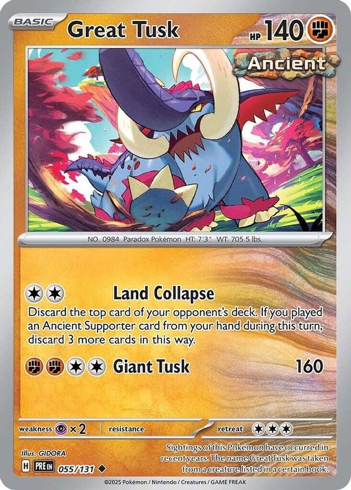 Great Tusk - 055/131 - - PRISMATIC EVOLUTIONS - Pokemon - Uncommon | AA27-37