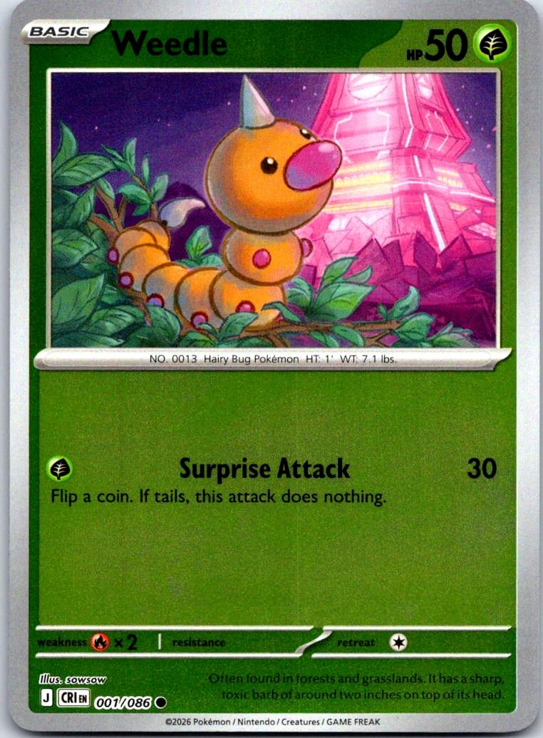 Weedle - 001/086 - Reverse Holo - CHAOS RISING - Pokemon - Common | AA131-6