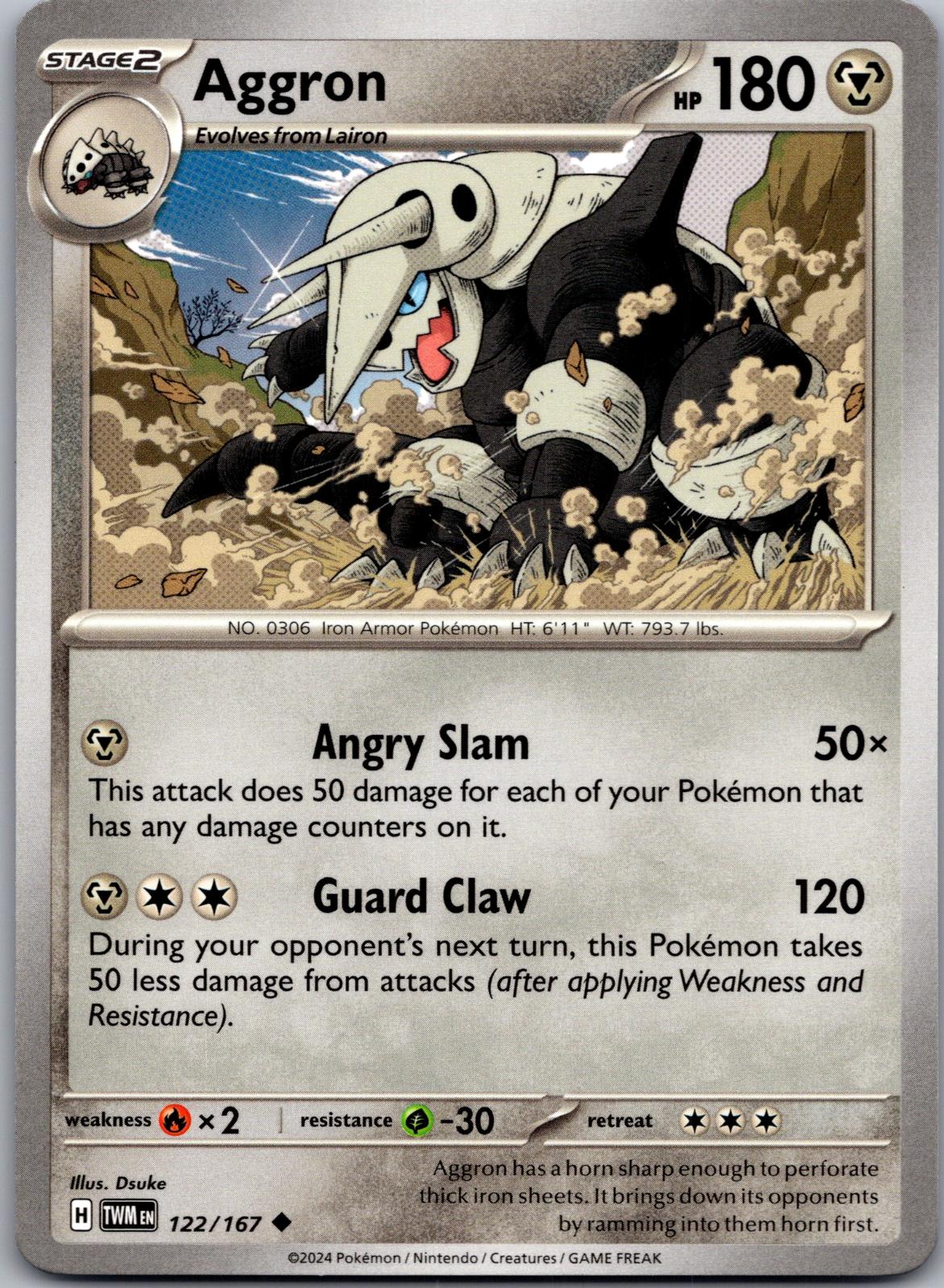 Aggron - 122/167 - - TWILIGHT MASQUERADE - Pokemon - Uncommon | AA86-8