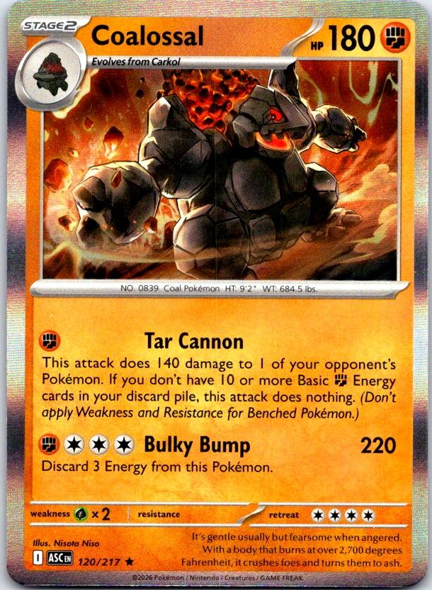 Coalossal - 120/217 - Holo - ASCENDED HEROES - Pokemon - Rare | AC25-34