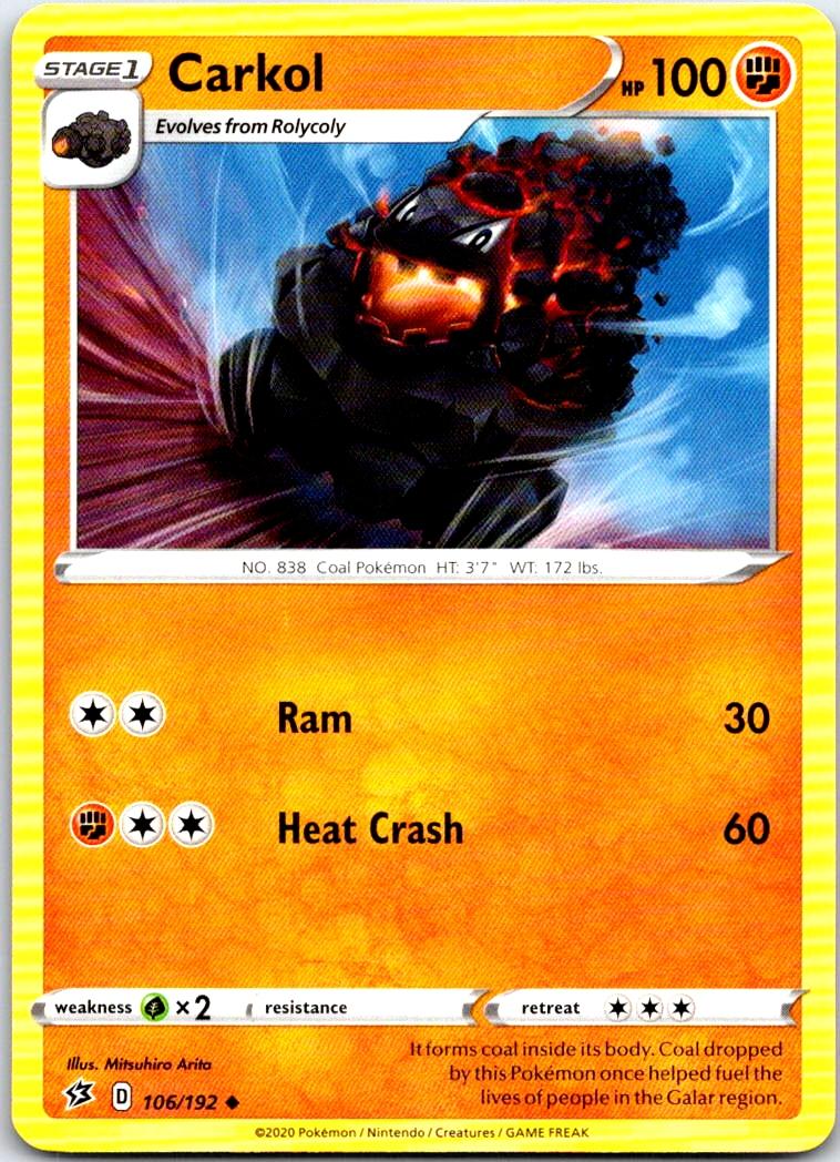 Carkol - 106/192 - - REBEL CLASH - Pokemon - Uncommon | AB75-15