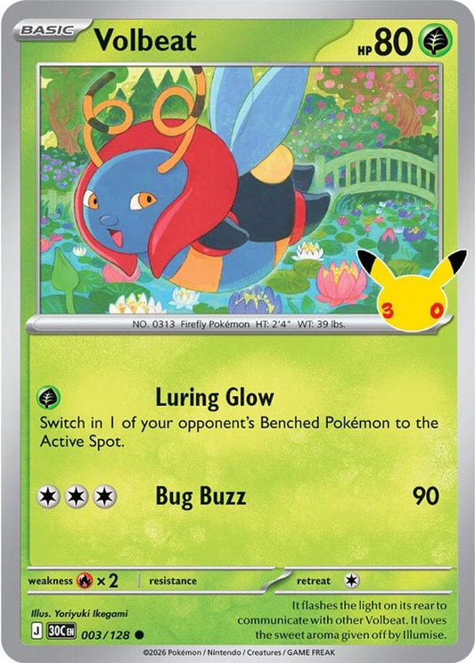 Volbeat - 003/128 - Holo - ME: 30TH CELEBRATION - Pokemon - Common | AA94-31
