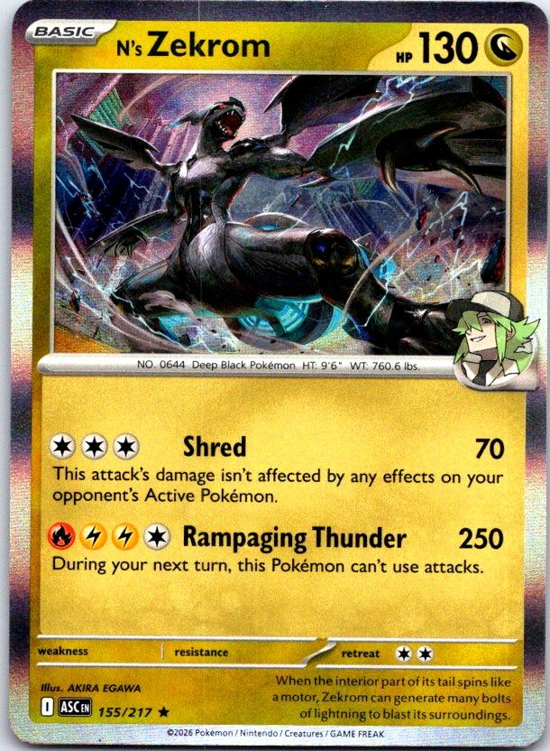 N's Zekrom - 155/217 - Holo - ASCENDED HEROES - Pokemon - Rare | AC29-13