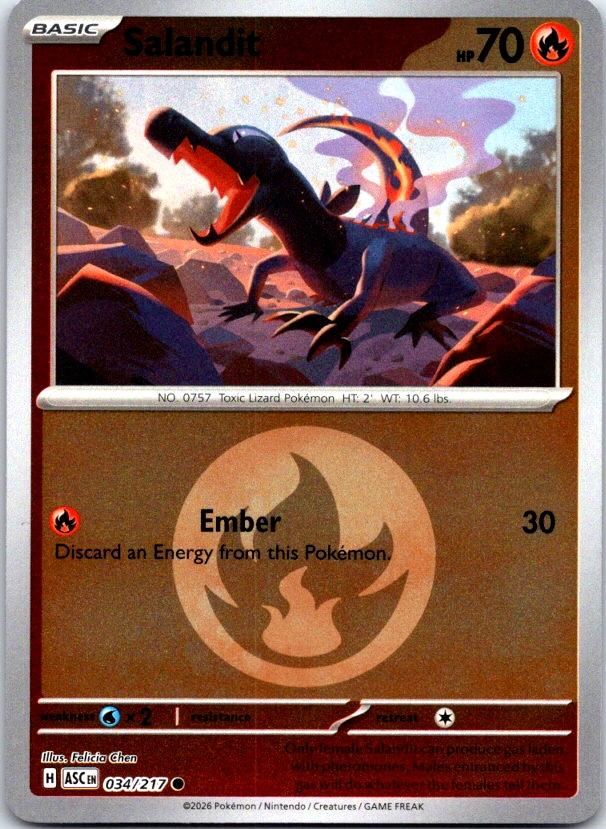 Salandit (Energy Symbol Pattern) - 034/217 - Reverse Holo - ASCENDED HEROES - Pokemon - | AC26-18