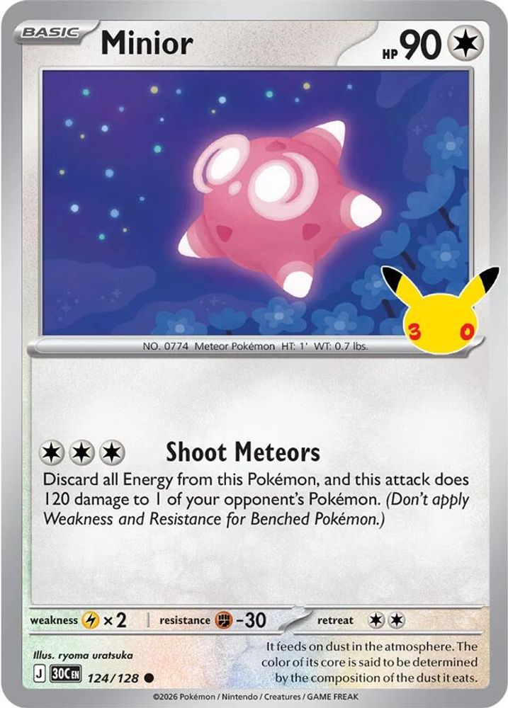 Minior - 124/128 - Holo - ME: 30TH CELEBRATION - Pokemon - | AA98-35