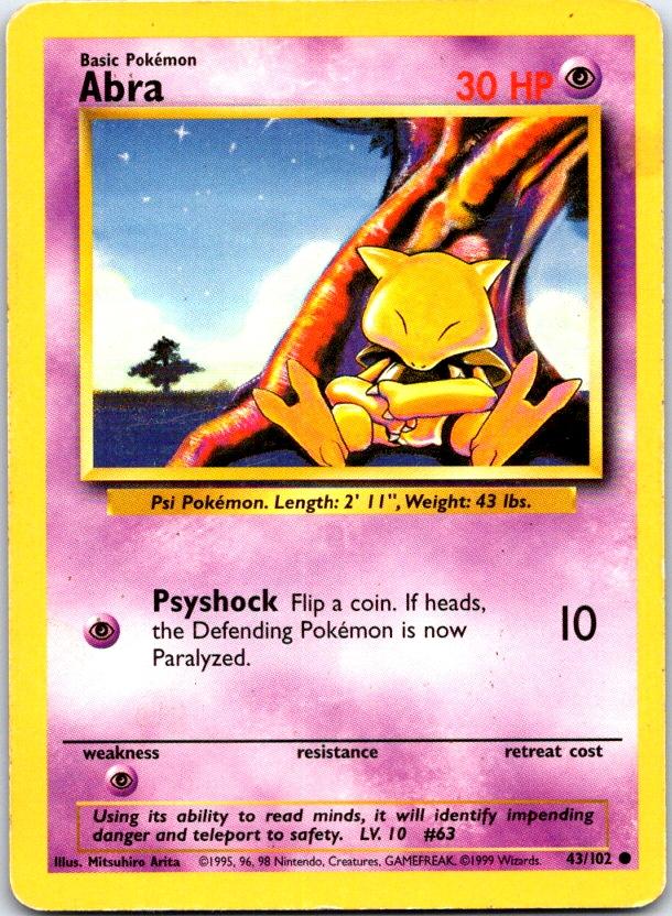 Abra - 43/102 - - BASE SET UNLIMITED - Pokemon - Common | AC19-33