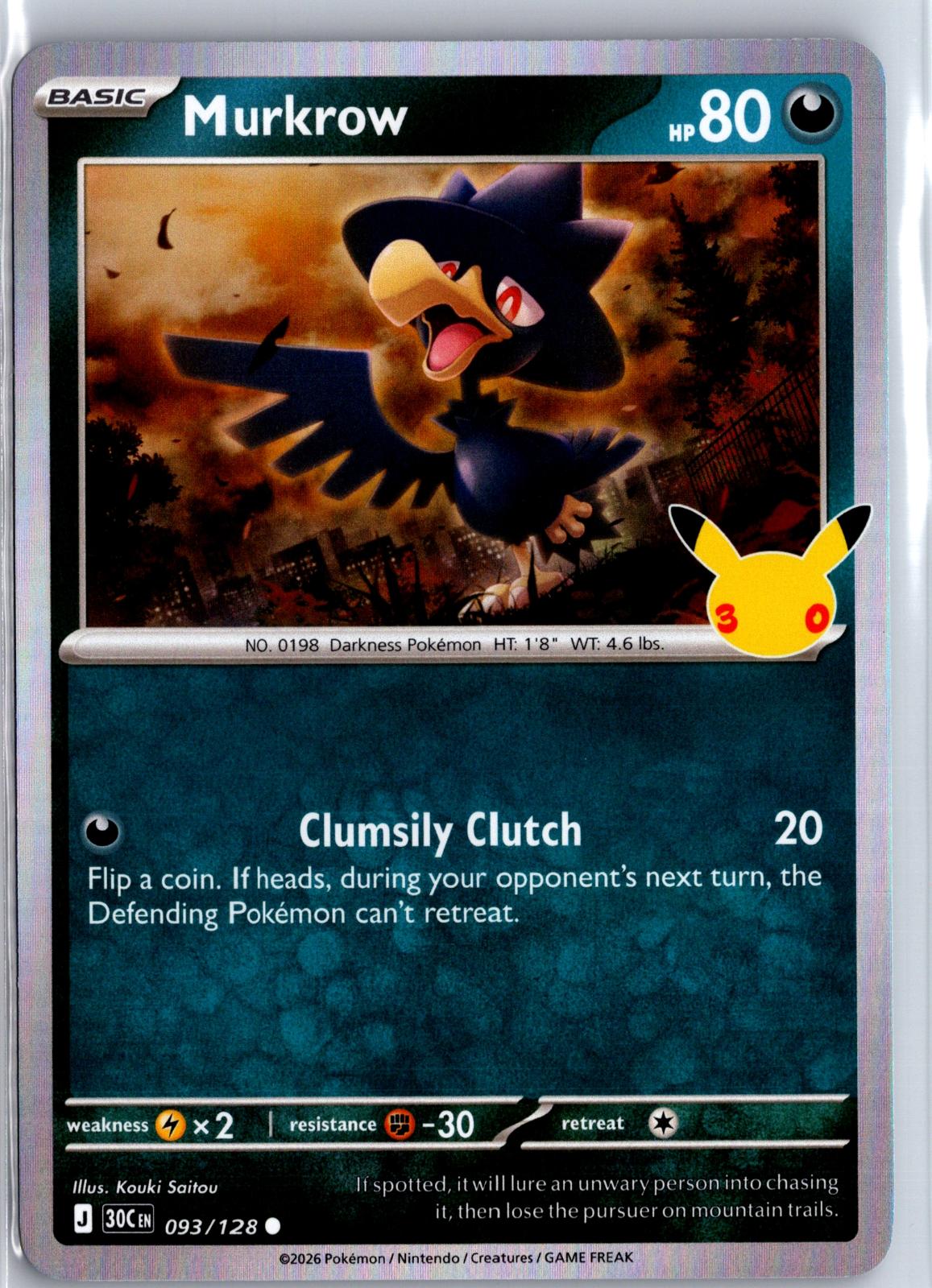 Murkrow - 093/128 - Holo - ME: 30TH CELEBRATION - Pokemon - | AA97-8