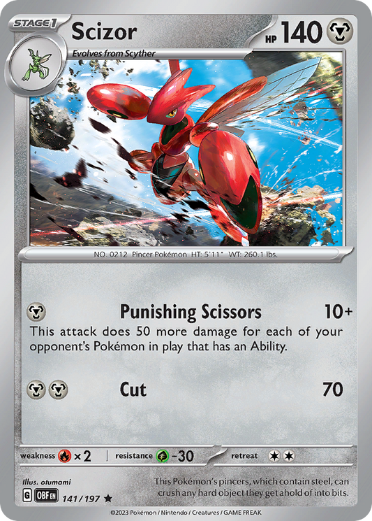 Scizor - 141/197 - Holo - OBSIDIAN FLAMES - Pokemon - Rare | AA06-68