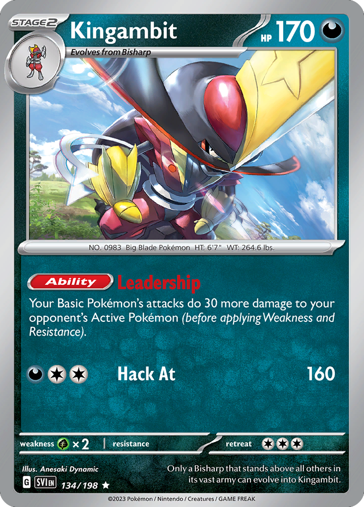 Kingambit - 134/198 - Holo - SCARLET & VIOLET - Pokemon - Rare | AA13-49