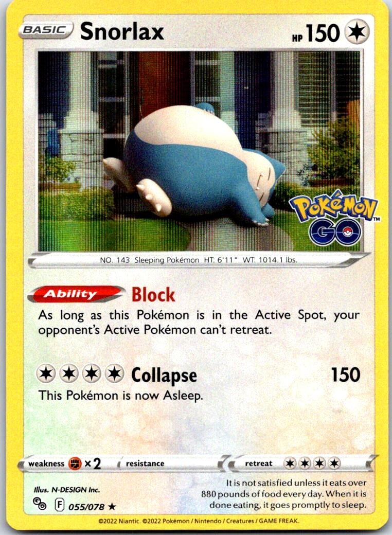 Snorlax - 055/078 - Holo - POKEMON GO - Pokemon - Rare | AA120-4