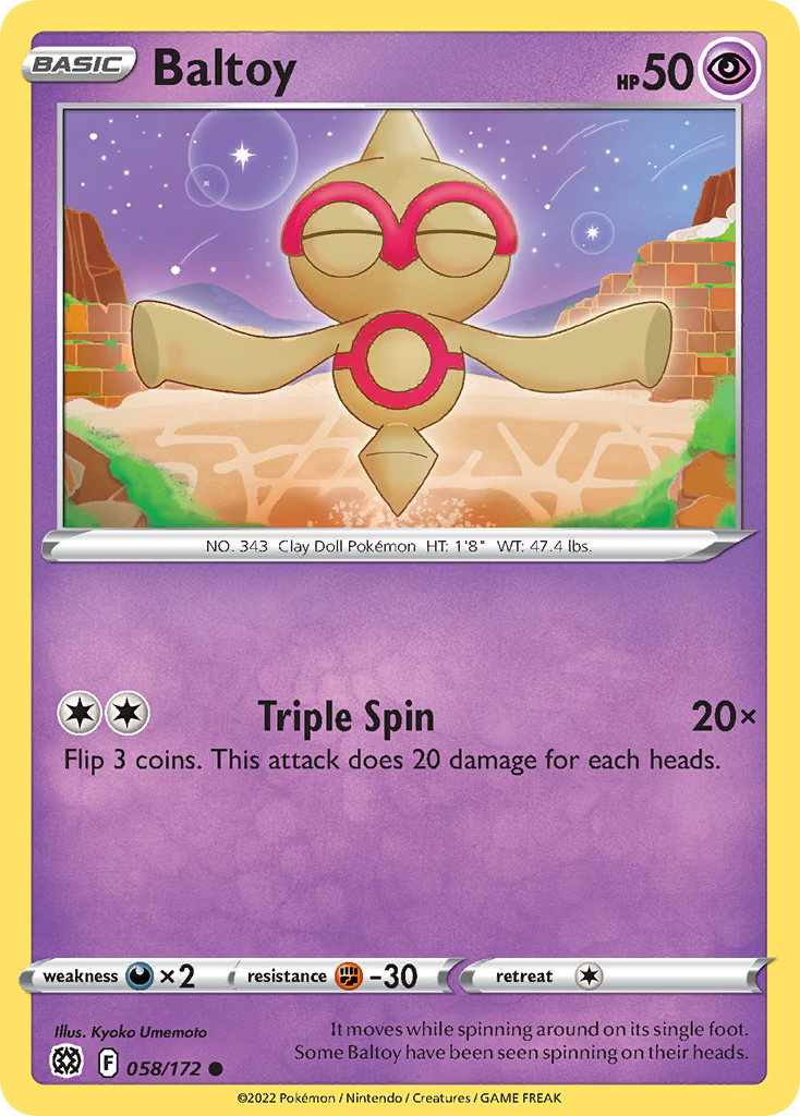 Baltoy - 058/172 - Reverse Holo - BRILLIANT STARS - Pokemon - Common | AA22-65
