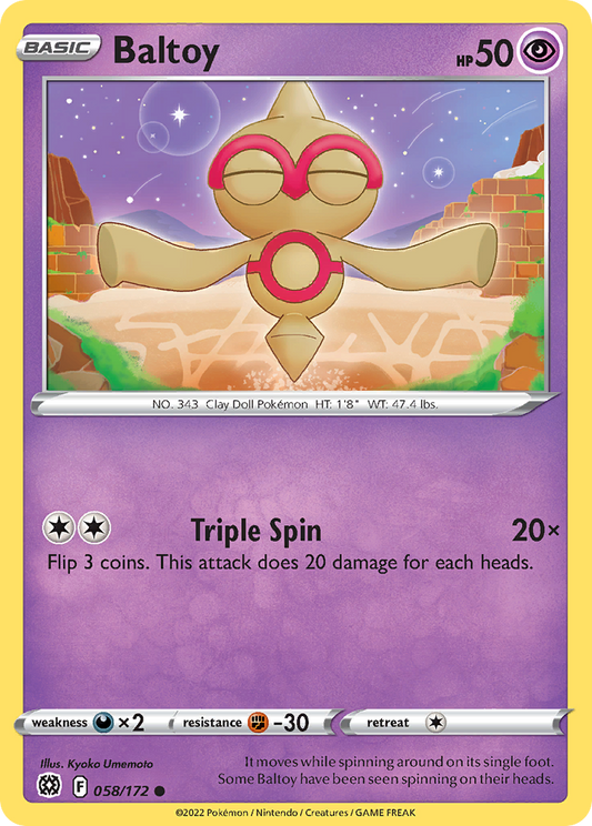 Baltoy - 058/172 - Reverse Holo - BRILLIANT STARS - Pokemon - Common | AA22-65