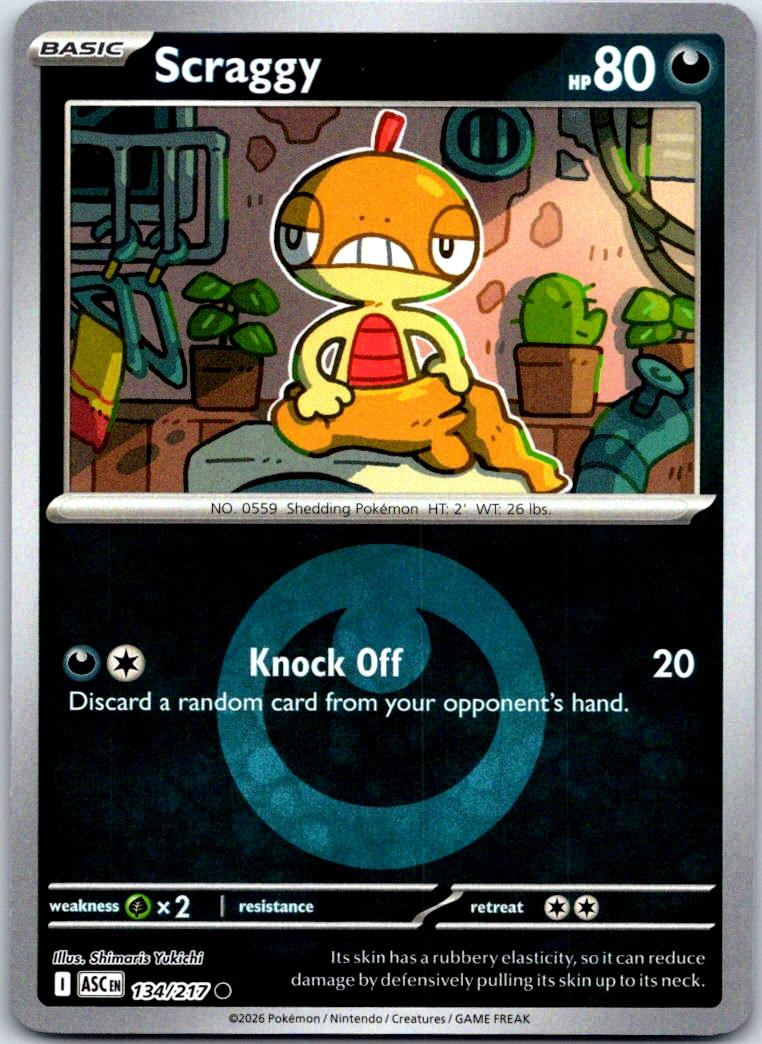 Scraggy (Energy Symbol Pattern) - 134/217 - Reverse Holo - ASCENDED HEROES - Pokemon - | AB03-24