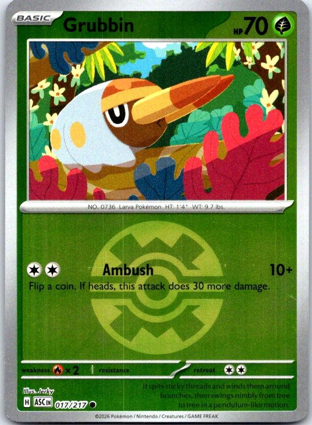Grubbin (Quick Ball) - 017/217 - Reverse Holo - ASCENDED HEROES - Pokemon - | AC28-24