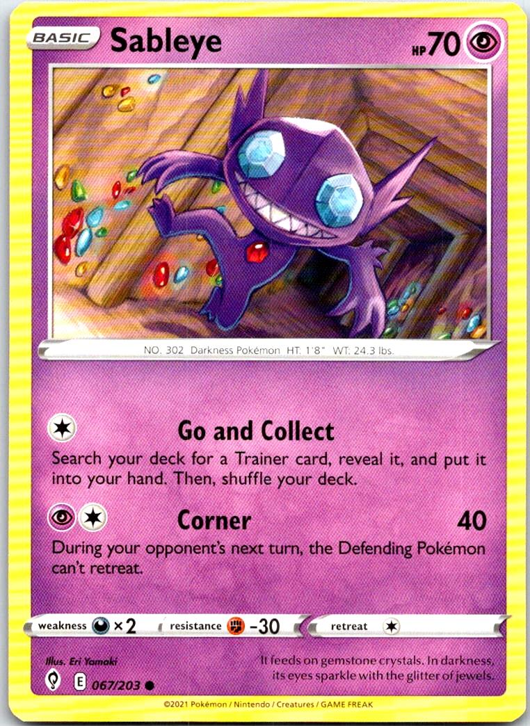 Sableye - 067/203 - - EVOLVING SKIES - Pokemon - Common | AB37-19