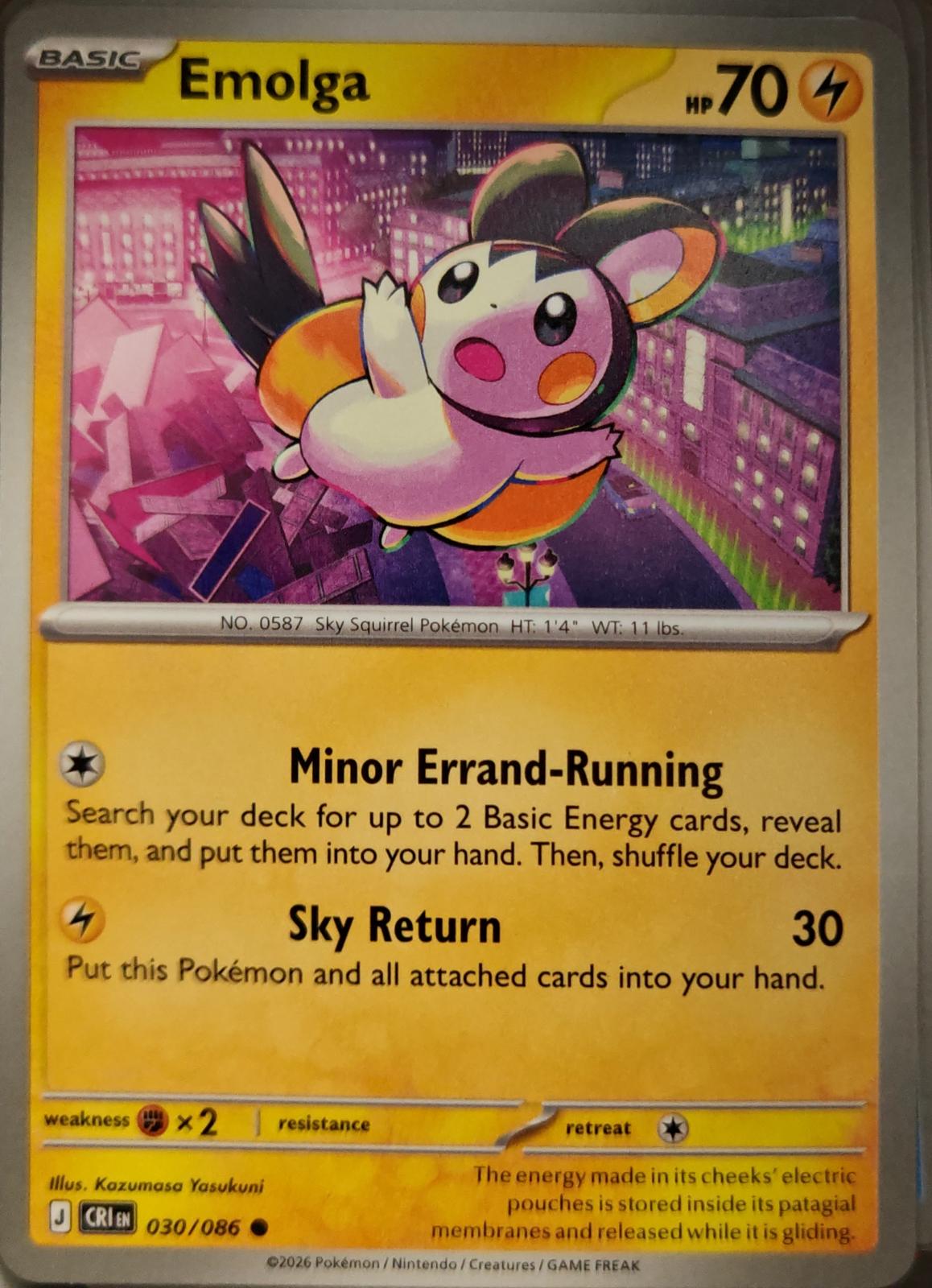 Emolga - 030/086 - - CHAOS RISING - Pokemon - Common | AA08-47