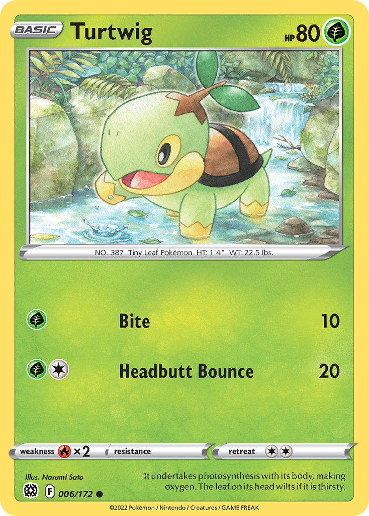 Turtwig - 006/172 - Reverse Holo - BRILLIANT STARS - Pokemon - Common | AA22-43