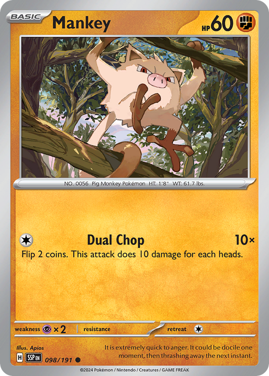 Mankey - 098/191 - - SURGING SPARKS - Pokemon - Common | AA09-38