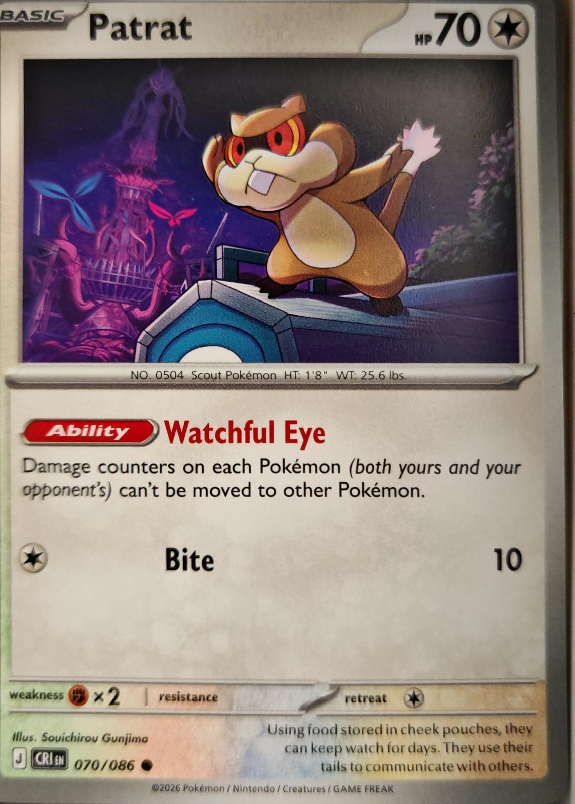 Patrat - 070/086 - - CHAOS RISING - Pokemon - Common | AA08-91