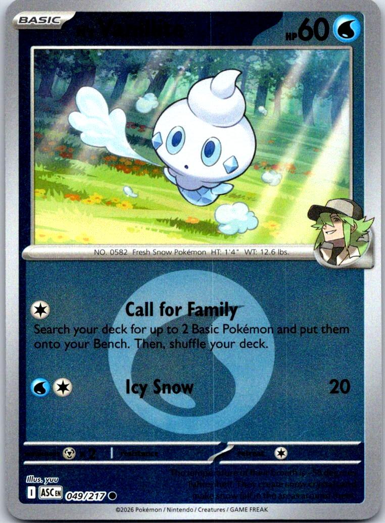 N's Vanillite (Energy Symbol Pattern) - 049/217 - Reverse Holo - ASCENDED HEROES - Pokemon - | AB03-26