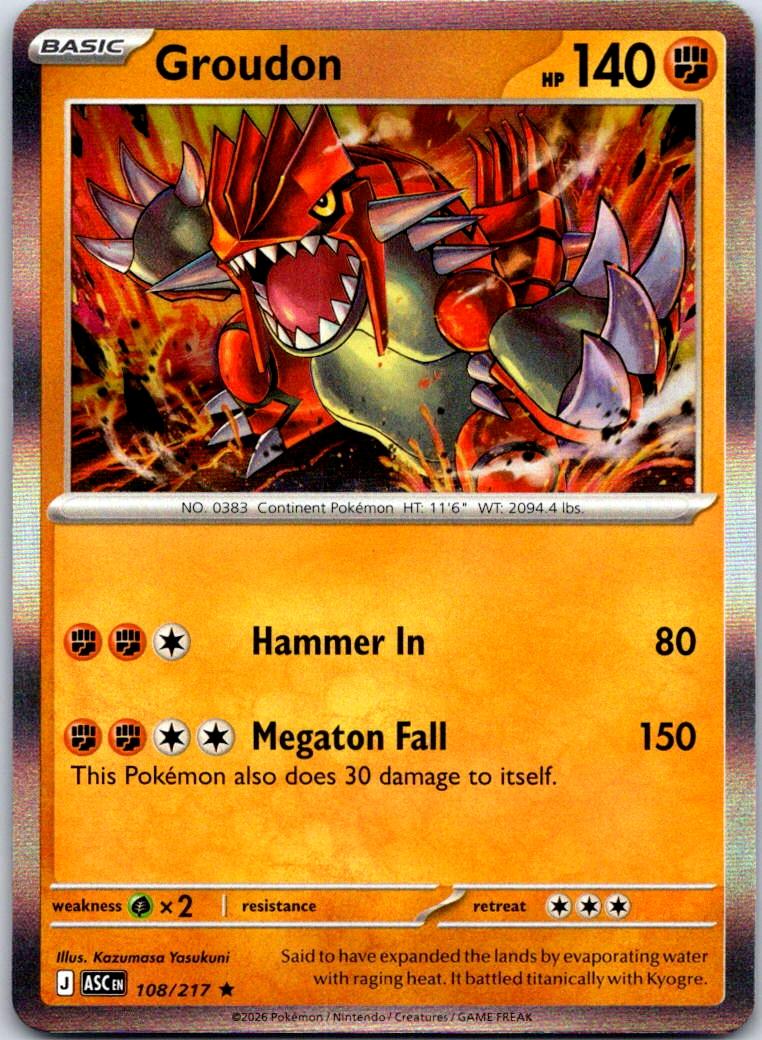 Groudon - 108/217 - Holo - ASCENDED HEROES - Pokemon - Rare | AB06-26