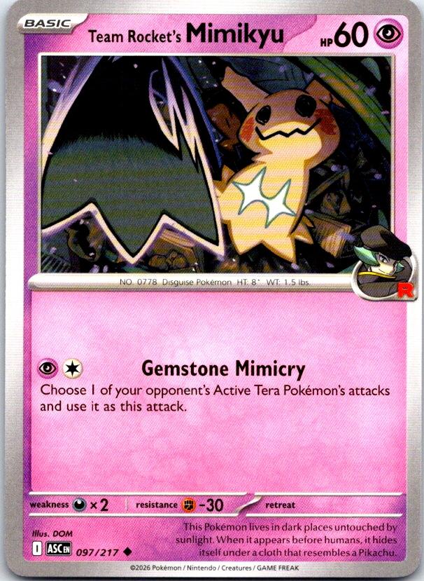Team Rocket's Mimikyu - 097/217 - - ASCENDED HEROES - Pokemon - | AC14-22