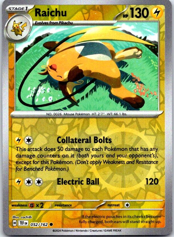 Raichu - 052/162 - Reverse Holo - TEMPORAL FORCES - Pokemon - Common | AC28-47