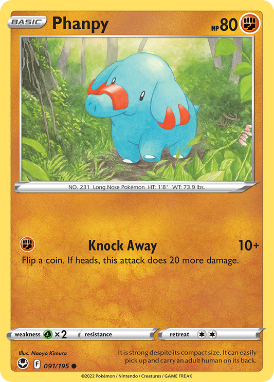Phanpy - 091/195 - - SILVER TEMPEST - Pokemon - Common | AA91-1