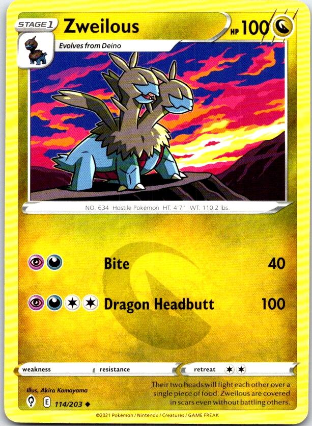 Zweilous - 114/203 - - EVOLVING SKIES - Pokemon - Uncommon | AC08-45