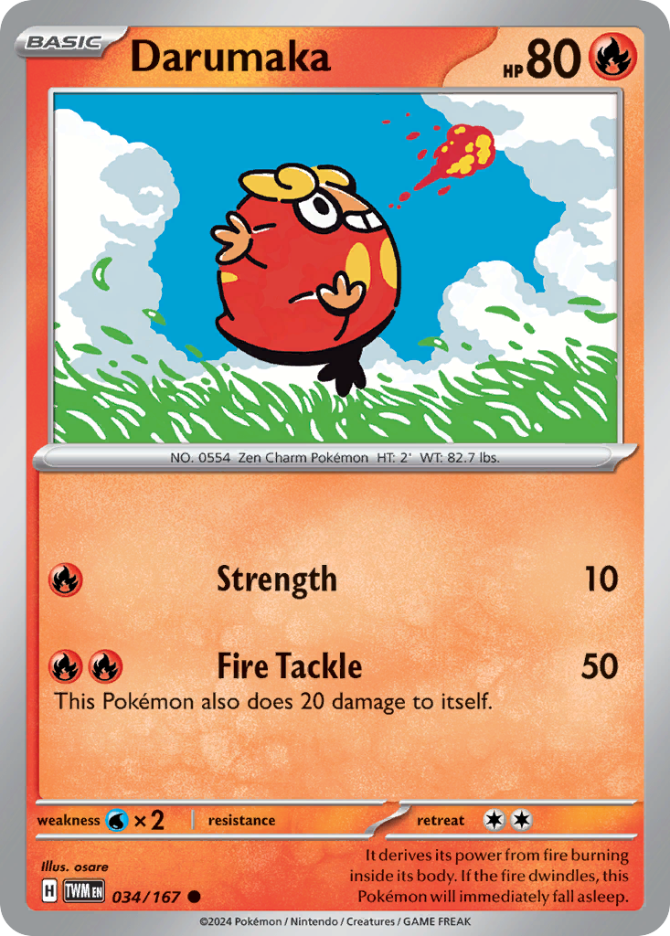 Darumaka - 034/167 - Reverse Holo - TWILIGHT MASQUERADE - Pokemon - | AA75-50