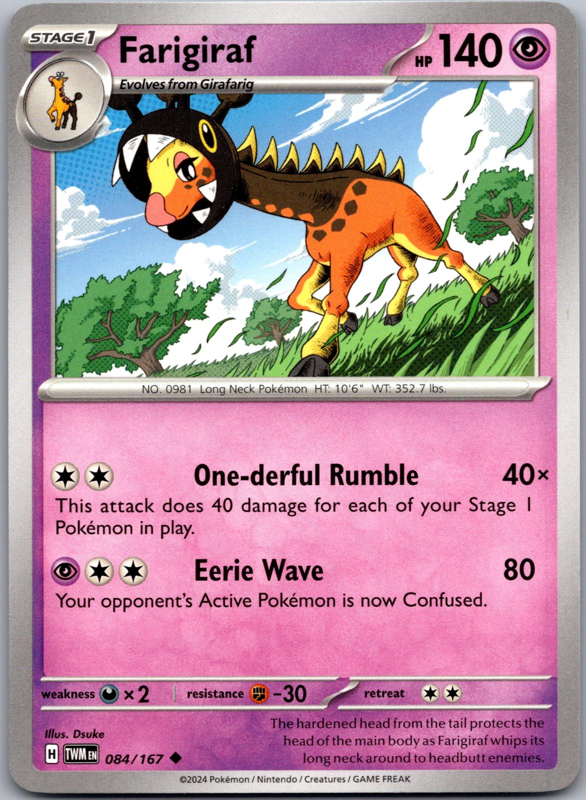 Farigiraf - 084/167 - - TWILIGHT MASQUERADE - Pokemon - Uncommon | AA79-28