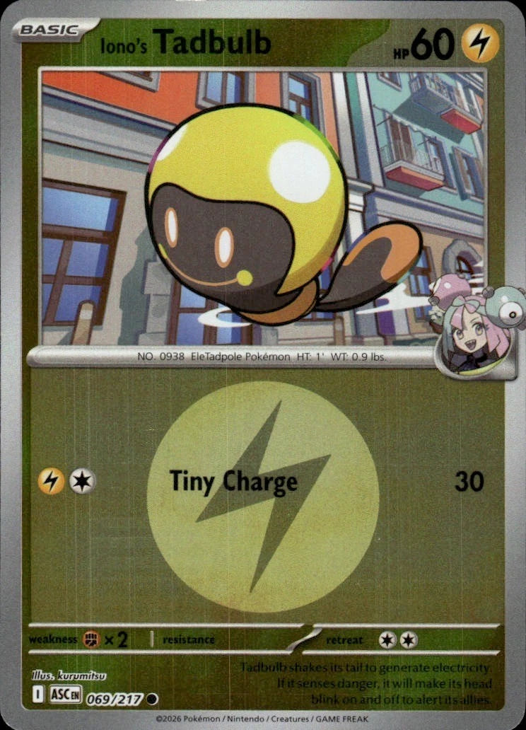 Iono's Tadbulb (Energy Symbol Pattern) - 069/217 - Reverse Holo - ASCENDED HEROES - Pokemon - | AA119-42