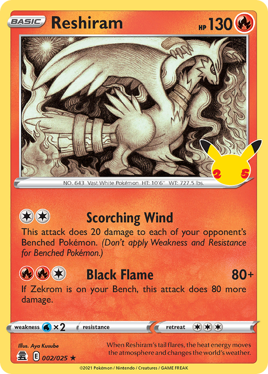 Reshiram - 002/025 - Holo - CELEBRATIONS - Pokemon - Rare | AA06-18
