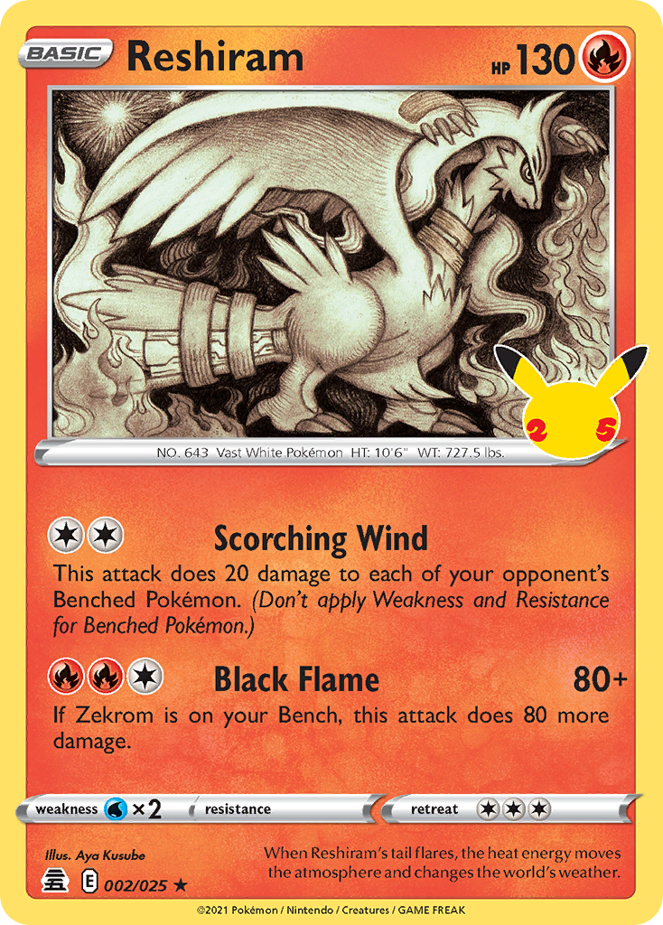 Reshiram - 002/025 - Holo - CELEBRATIONS - Pokemon - Rare | AA06-19