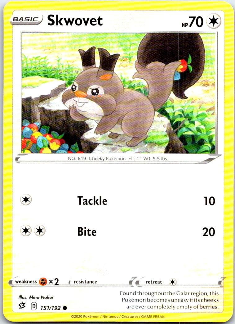 Skwovet - 151/192 - - REBEL CLASH - Pokemon - Common | AB83-9