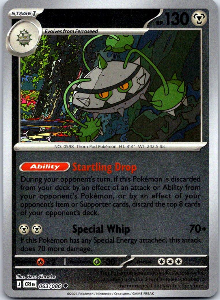 Ferrothorn - 063/086 - Reverse Holo - CHAOS RISING - Pokemon - | AA132-31