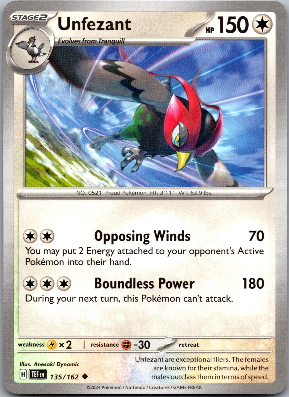 Unfezant - 135/162 - - TEMPORAL FORCES - Pokemon - Uncommon | AA79-12