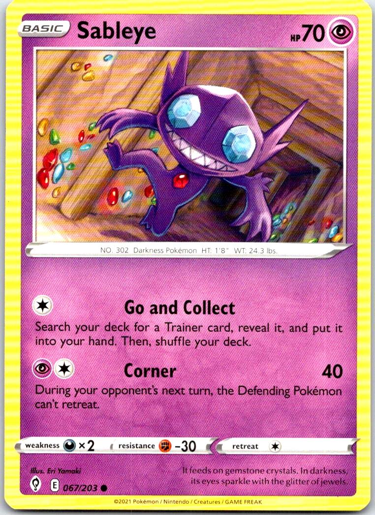 Sableye - 067/203 - - EVOLVING SKIES - Pokemon - Common | AB37-10