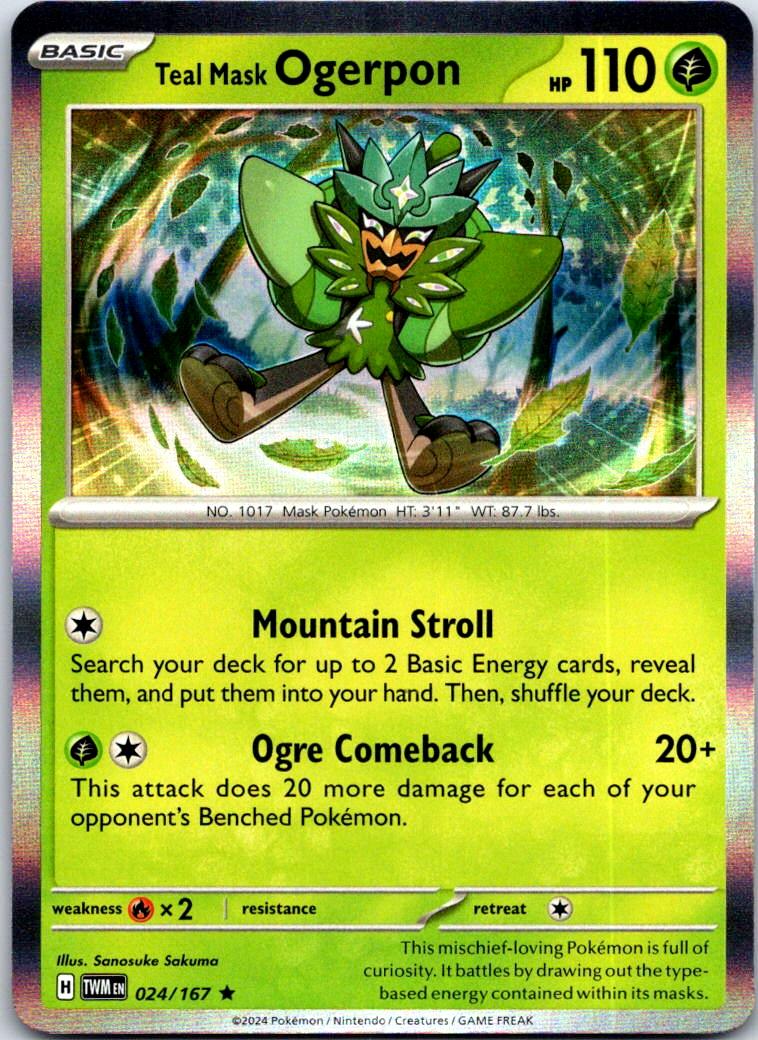 Teal Mask Ogerpon - 024/167 - Holo - TWILIGHT MASQUERADE - Pokemon - | AB08-18