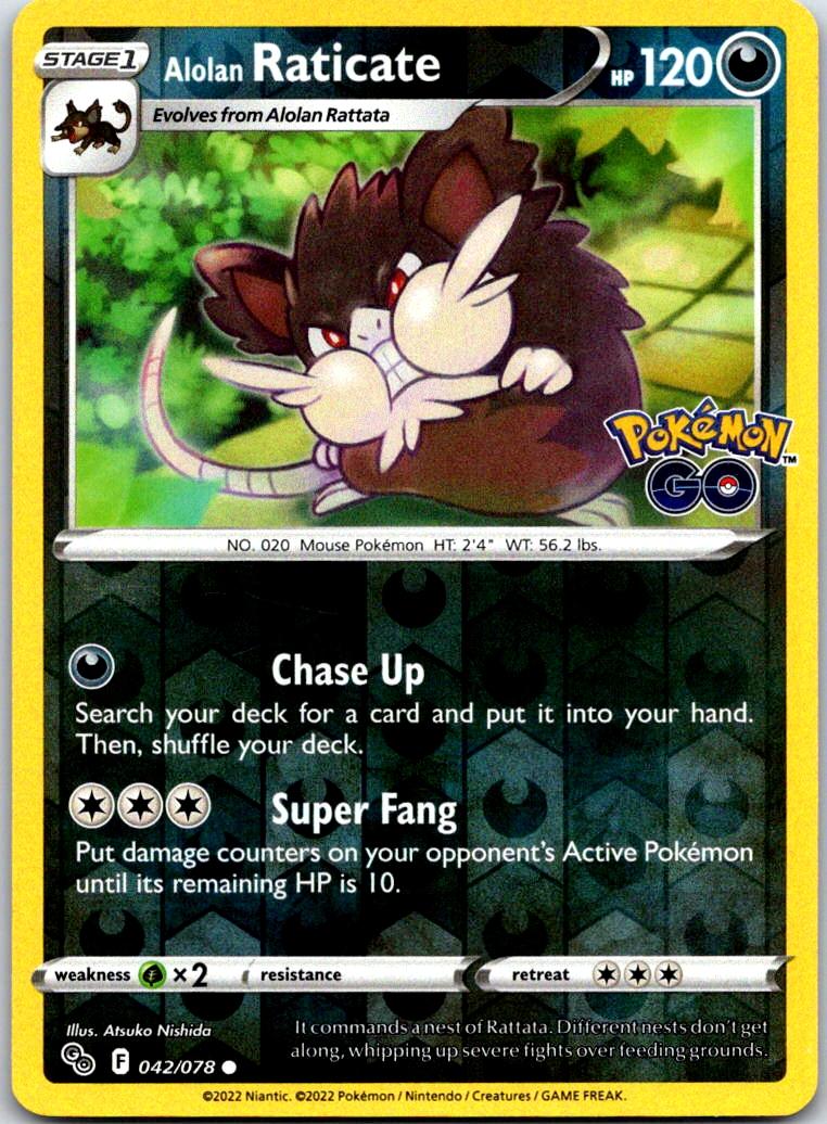 Alolan Raticate - 042/078 - Reverse Holo - POKEMON GO - Pokemon - | AA119-7