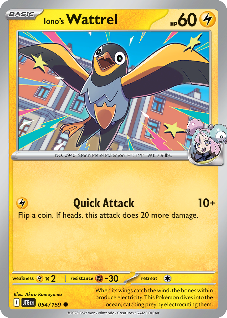 Iono's Wattrel - 054/159 - Reverse Holo - JOURNEY TOGETHER - Pokemon - | AA22-45