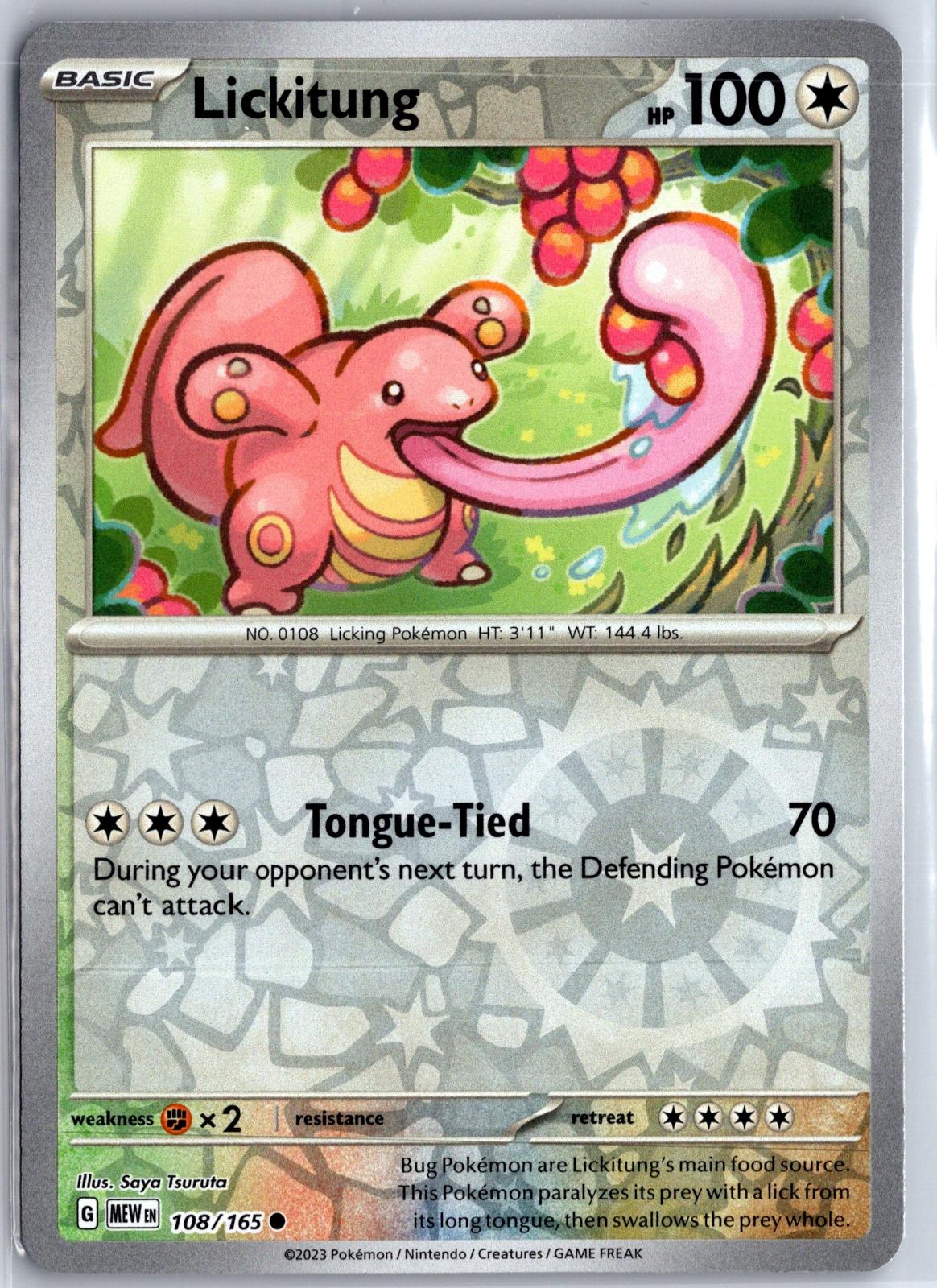Lickitung - 108/165 - Reverse Holo - 151 - Pokemon - Common | AA130-31