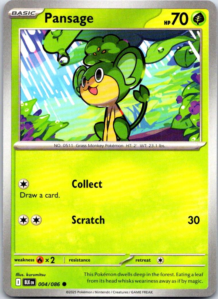 Pansage - 004/086 - - BLACK BOLT - Pokemon - Common | AA108-40