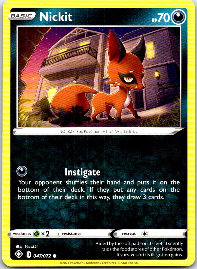Nickit - 047/072 - - SHINING FATES - Pokemon - Common | AB96-16