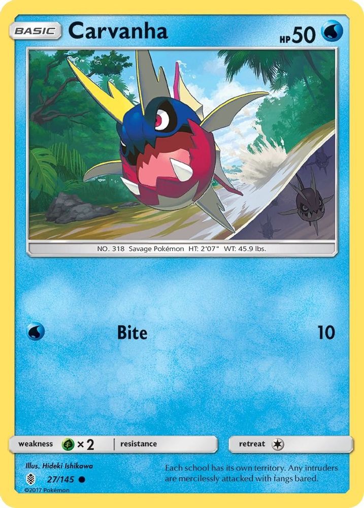 Carvanha - 27/145 - - GUARDIANS RISING - Pokemon - Common | AA73-7