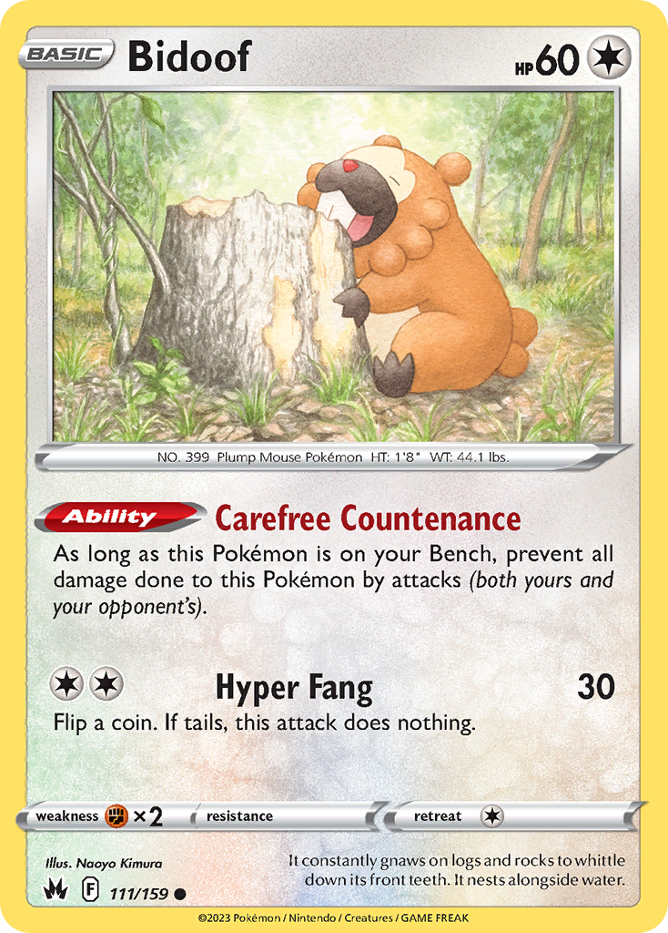 Bidoof - 111/159 - - CROWN ZENITH - Pokemon - Common | AA105-29